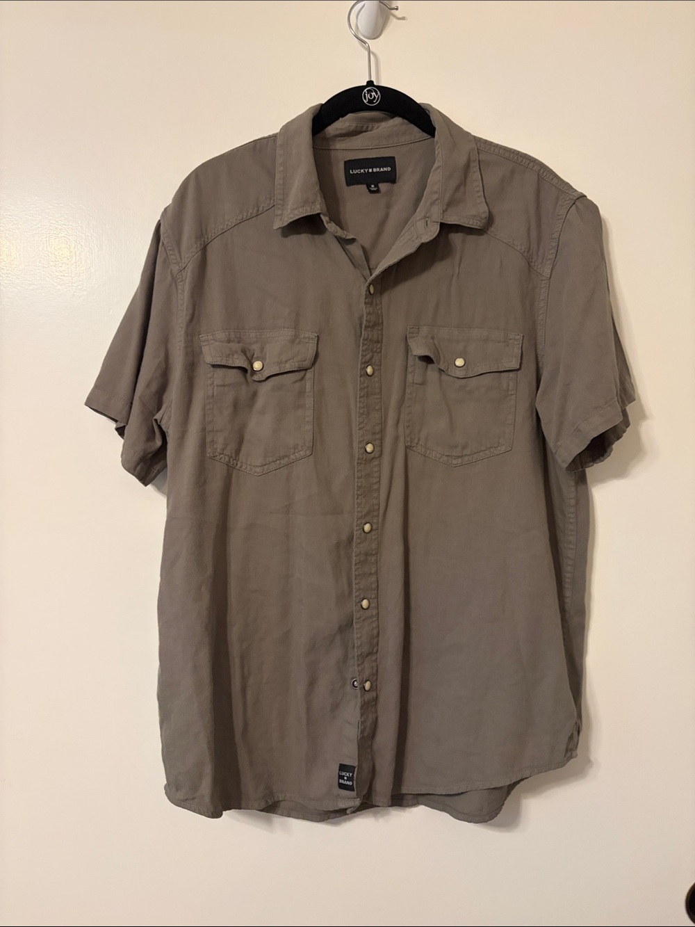 Lucky Brand Men's Short Sleeve Button-Down Shirt - Taupe Brown